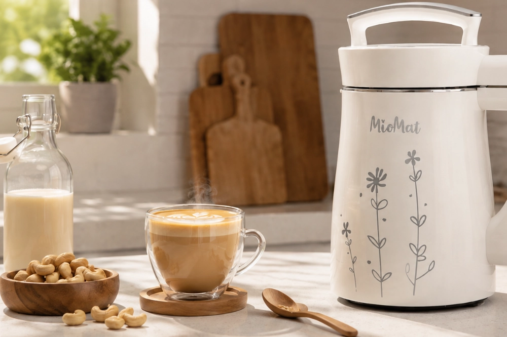 Cu MioMat Plant-Based Milk Maker, laptele de caju proaspăt devine o rutină simplă în doar trei pași: